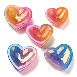 Colorful Electroplated Natural Quartz Crystal Heart Bowl, Home Decoration, Colorful, 63.5~81x68~83x25.5~29mm, Inner Diameter: 39.5~50x50~63mm