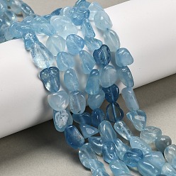 Аквамарин Природные Аквамарин бисер нитей, самородки, упавший камень, 7.5~14.5x7.5~12x5.5~8.5 мм, отверстие : 0.8 мм, около 37~39 шт / нитка, 15.75'' (40 см)
