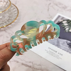 yellow-green Chic Hair Claw Clips for Women, Elegant French Style with Acetate Resin Material and Shark Teeth Grip Design
