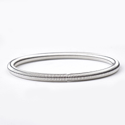 Platinum Round Iron French Wire, Gimp Wire, for Bracelet Jewelry Making, Platinum, 7-1/4 inch~7-3/8 inch(18.3~18.6cm), 3mm