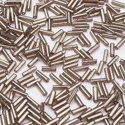 Серебро Стеклярус, серебряная линия, серебряные, 9x2 мм, отверстия: 0.5 мм, около 7000 шт / мешок