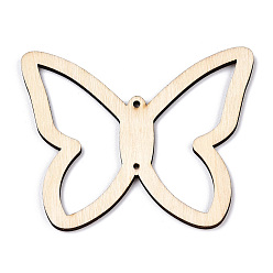 Antique White Unfinished Natural Poplar Wood Connector Charms, Laser Cut Wood Shapes, Hollow Butterfly Links, Antique White, 65x80x2.5mm, Hole: 2mm