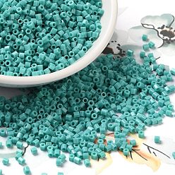 Dark Turquoise Opaque Glass Seed Beads, Hexagon(Two Cut), Dark Turquoise, 2x1.5mm, Hole: 0.9mm
