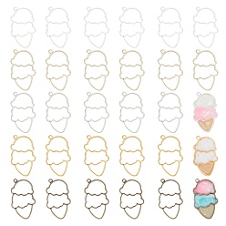 Mixed Color Alloy Open Back Bezel Pendants, For DIY UV Resin, Epoxy Resin, Pressed Flower Jewelry, Ice Cream, Mixed Color, 55x35mm, 5 colors, 6pcs/color, 30pcs/box