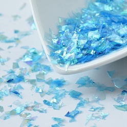 Deep Sky Blue Plastic Candy Sequins/Paillette Chip, UV Resin Filler, for Epoxy Resin Jewelry Making, Deep Sky Blue, 2~20x2~16mm, about 20g/bag