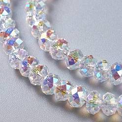 Clear AB Glass Imitation Austrian Crystal Beads, Faceted Rondelle, Clear AB, 6x4mm, Hole: 1.2mm