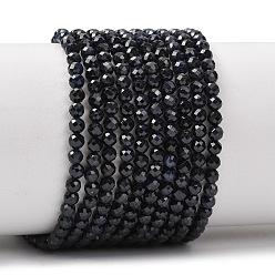 Сапфир Бусины из натурального черного сапфира, граненые, круглые, 3 мм, отверстие : 0.7 мм, около 125 шт / нитка, 15.12'' (38.4 см)