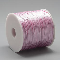 Rose Nacré Fil de nylon, corde de satin de rattail, perle rose, environ 1 mm, environ 76.55 yards (70m)/rouleau