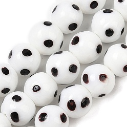 Белый Бусины лэмпворк , круглый в горошек, белые, 10x9.5~10 мм, отверстие : 1.8 мм, около 39 шт / нитка, 14.76'' (37.5 см)