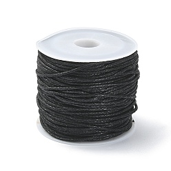 Черный 20m вощеные хлопковые шнуры, многослойный круглый шнур, макраме ремесленная нить для изготовления ювелирных изделий, чёрные, 1 мм, около 21.87 ярдов (20 м) / рулон