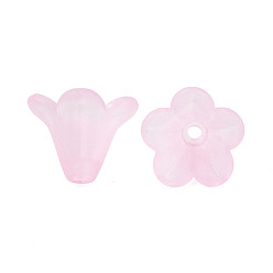 Pink Frosted Acrylic Beads, Flower, Pink, 10x13.5mm, Hole: 1.8mm, about 1600pcs/500g