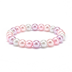 Colorful Glass Pearl Round Beaded Stretch Bracelet for Women, Colorful, Inner Diameter: 2 inch(5cm)