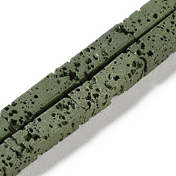 Темно-оливково-зеленый Нити синтетических бусин, окрашенных в лавовый камень, прямоугольные, темно-оливковый зеленый, 13~14x4x4 мм, отверстие : 1 мм, около 29 шт / нитка, 15.24'' (38.7 см)