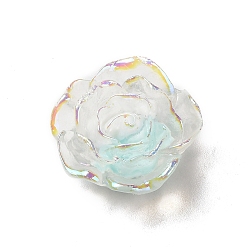 Pale Turquoise Transparent Resin Cabochons, Flower, AB Color Plated, Pale Turquoise, 24x20x8mm