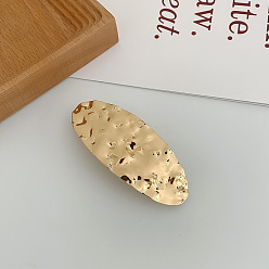Oval gold Geometric Elliptical Hair Clip with Metal Alloy Spring - Chic and Stylish