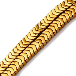 с Золотистым Покрытием Гальванические немагнитных гематит бисер пряди, стрелка, с золотым покрытием, 3~3.5x2x1.5~2 мм, отверстие : 1 мм, около 335~338 шт / нитка, 15.94'' (40.5 см)