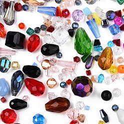 Mixed Color Glass Beads, Mixed Shapes, Mixed Color, 2.5~27x2.5~18x2~18mm, Hole: 0.8~1.8mm, about 350g/bag