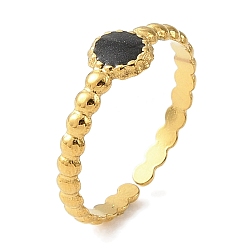 Настоящее золото 18K 304 эмалированные открытые манжеты из нержавеющей стали для женщин, ионное покрытие (ip), реальный 18 k позолоченный, 6 мм, внутренний диаметр: регулируемый