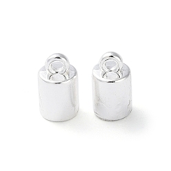 Silver Alloy Cord End, Long-Lasting Plated, Column, Silver, 9.5x5.5mm, Hole: 1.4mm, Inner Diameter: 4mm