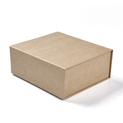 Bois Solide Carton pliable, boîte à rabat, coffret cadeau magnétique, rectangle, burlywood, 20x18x8.1 cm