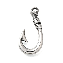 Античное Серебро Не тускнеет 304 застежки-крючки из нержавеющей стали, подвески рыболовный крючок, для изготовления кожаных браслетов, крюк, полированный, античное серебро, 32.5x16x5.5 мм, отверстие : 2 мм