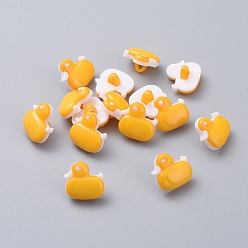 Gold Acrylic Shank Buttons, 1-Hole, Dyed, Duck, Gold, 14x13x4mm, Hole: 3x2mm