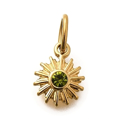 Цвет Оливы 304 из нержавеющей стали амулеты горный хрусталь, ионное покрытие (ip), оливковый, 11.5x9.5x2.5 мм, отверстие : 4.5 мм