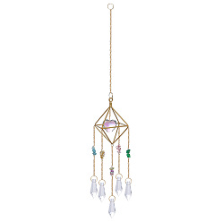 Cone Metal Hanging Ornaments, Glass Tassel Suncatchers Home Garden Decoration, Cone, 400~500mm