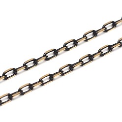 Black Electroplate Brass Cable Chains, Diamond Cut Chains, Two Tone, Soldered, Faceted, with Spool, Oval, Lead Free & Nickel Free, Black, 3.5x2x0.5mm, about 328.08 Feet(100m)/roll
