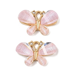 Бледно-Розовый 304 подвески из нержавеющей стали, бабочка, cmолой, вакуумное покрытие pvd, реальный 18 k позолоченный, розовый жемчуг, 13x20x4 мм, отверстие : 3x2 мм