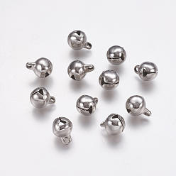 Stainless Steel Color 304 Stainless Steel Bell charms, Stainless Steel Color, 13x10mm, Hole: 2mm