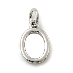 Letter O Латунные подвески, с целью перехода в кольце, долговечный, без свинца и без кадмия, стойки покрытие, платина, Письмо O, 12x8x2 мм, отверстие : 3 мм