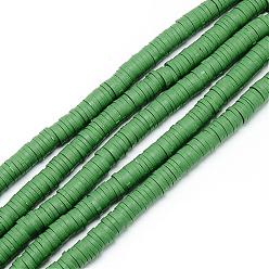 Sea Green Handmade Polymer Clay Bead Strands, Heishi Beads, Disc/Flat Round, Sea Green, 4x0.5~1mm, Hole: 1.5mm, about 320~447pcs/strand, 15.74~16.92 inch
