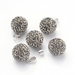 (42) Непрозрачный одуванчик Австрийский хрусталь прелести, стерлингового серебра с застежками, круглые, аметист, черный алмаз, 12 мм, отверстие : 3.5 мм