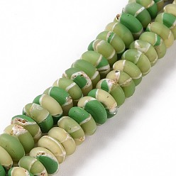 Yellow Green Handmade Polyester Clay Beads Strand, with Gold Foil, Abacus, Yellow Green, 7.5~8x3.5mm, Hole: 2mm, about 106~112pcs/strand, 15.55''~16.02''(39.5~40.7cm)