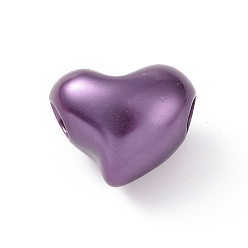 Purple ABS Plastic Imitation Pearl European Beads, Large Hole Beads, Heart, Purple, 19.5x24x11.5mm, Hole: 5.4mm, about 155pcs/500g