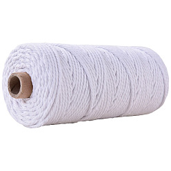 White Cotton String Threads for Crafts Knitting Making, White, 3mm, about 109.36 Yards(100m)/Roll