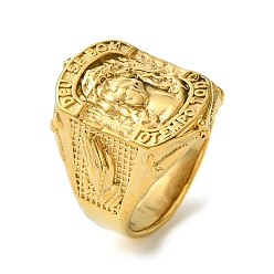 Золотой Святой 304 перстни-печатки из нержавеющей стали, широкое кольцо для мужчин, ионное покрытие (ip), золотые, 26 мм, размер США 12 (21.4 мм)