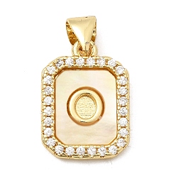 Letter O Латунные микропаве прозрачные подвески с фианитом, с естественной оболочке, без кадмия и без свинца, долговечный, стойки покрытие, Письмо O, 16.5x12x2 мм, отверстие : 4x3 мм