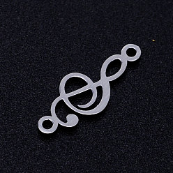 Stainless Steel Color 201 Stainless Steel Links connectors, Treble Clef, Stainless Steel Color, 18.5x7x1mm, Hole: 1.2mm