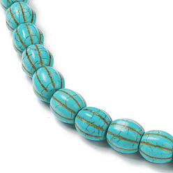 Dark Turquoise Synthetic Howlite Beads Strands, Dyed, Pumpkin, Dark Turquoise, 13x12.5mm, Hole: 1.6mm, about 32pcs/strand, 15.94''(40.5cm), 6 strands/500g