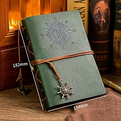 Medium Aquamarine PU Imitation Leather Notebooks, Travel Journals, Witchcraft Supplies, Medium Aquamarine, 182x134mm