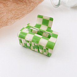 Green Tartan Pattern Cellulose Acetate(Resin) Hair Claw Clips, Non Slip Jaw Clamps for Girl Women, Green, 45x50mm