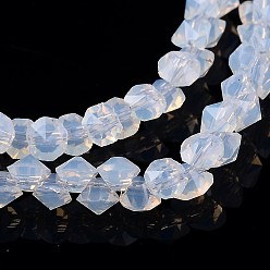 Alice Blue Diamond Shape Imitation Jade Glass Bead Strands, Alice Blue, 4x4mm, Hole: 0.5mm, about 150pcs/strand, 12.9 inch