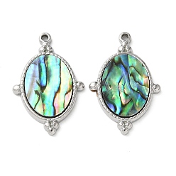 Нержавеющая Сталь Цвет Овальные 304 подвески из натуральной ракушки пауа из нержавеющей стали/белой ракушки, цвет нержавеющей стали, 24x15.5x2 мм, отверстие : 1.2 мм