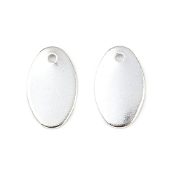 Посеребрённый Латунь прелести, без кадмия и без свинца, овальные, 925 серебро покрытием, 10x6x0.5 мм, отверстие : 0.8 мм