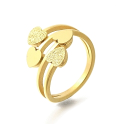 Настоящее золото 18K Текстурированное сердце 304 кольцо из нержавеющей стали для женщин, ионное покрытие (ip), реальный 18 k позолоченный, размер США 9 (18.9 мм)