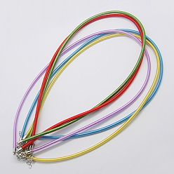Mixed Color Silk Cord Necklaces Making, with Brass Lobster Clasps, Platinum, Mixed Color, 17 inch~18 inch