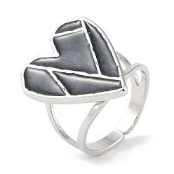 Нержавеющая Сталь Цвет 304 эмалированные кольца на палец в форме сердца из нержавеющей стали, открытые кольца для женщин, цвет нержавеющей стали, регулируемый