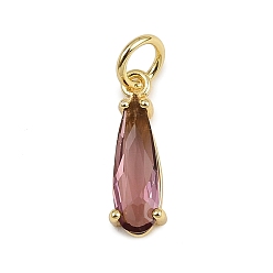 Темно-Красный Латунные микро проложить кубического циркония подвески, слезинки, долговечный, без кадмия и без свинца, стойки покрытие, золотые, с целью перехода в кольце, темно-красный, 15x5x3.5 мм, отверстие : 3 мм